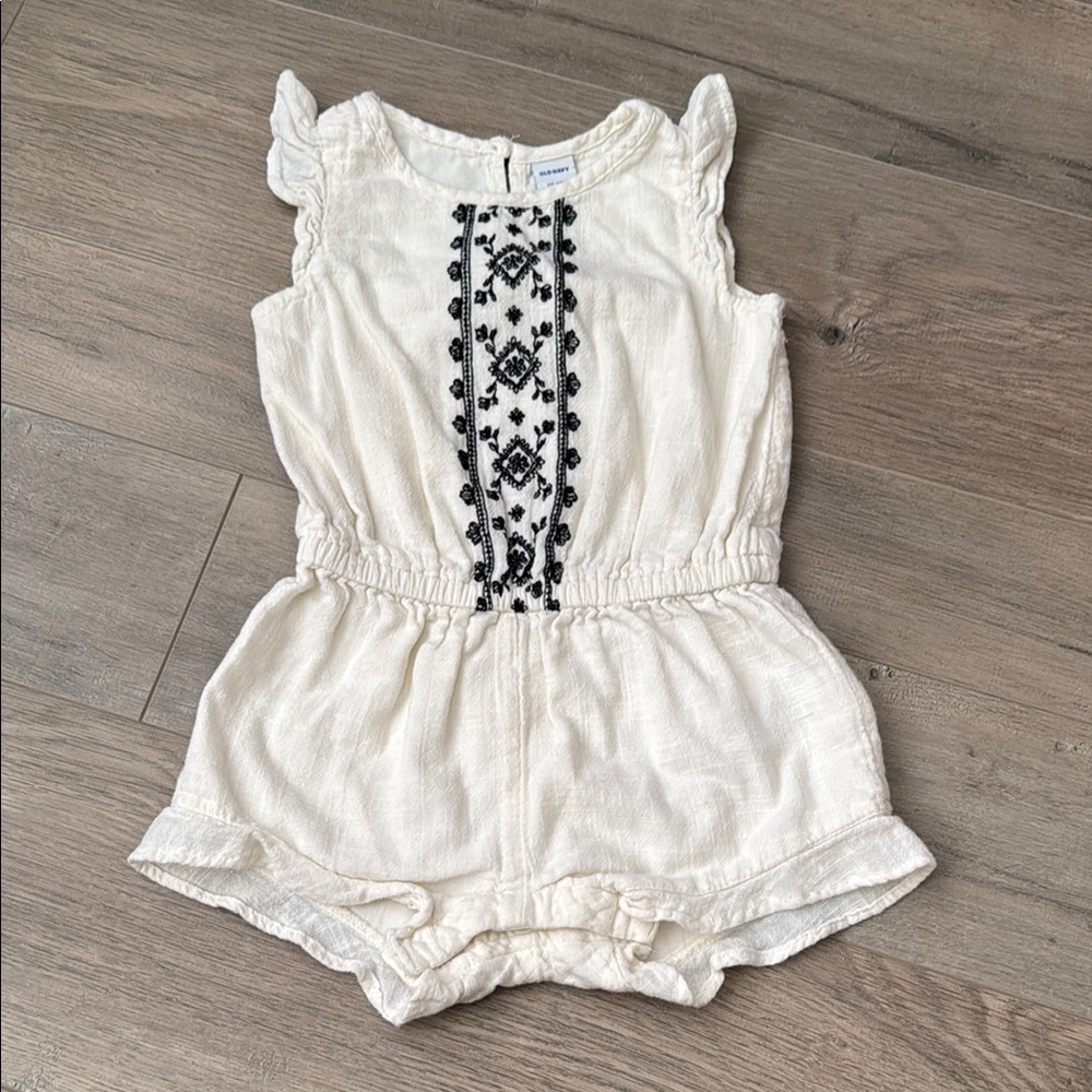 Old Navy Embroidered Cream Kids Romper